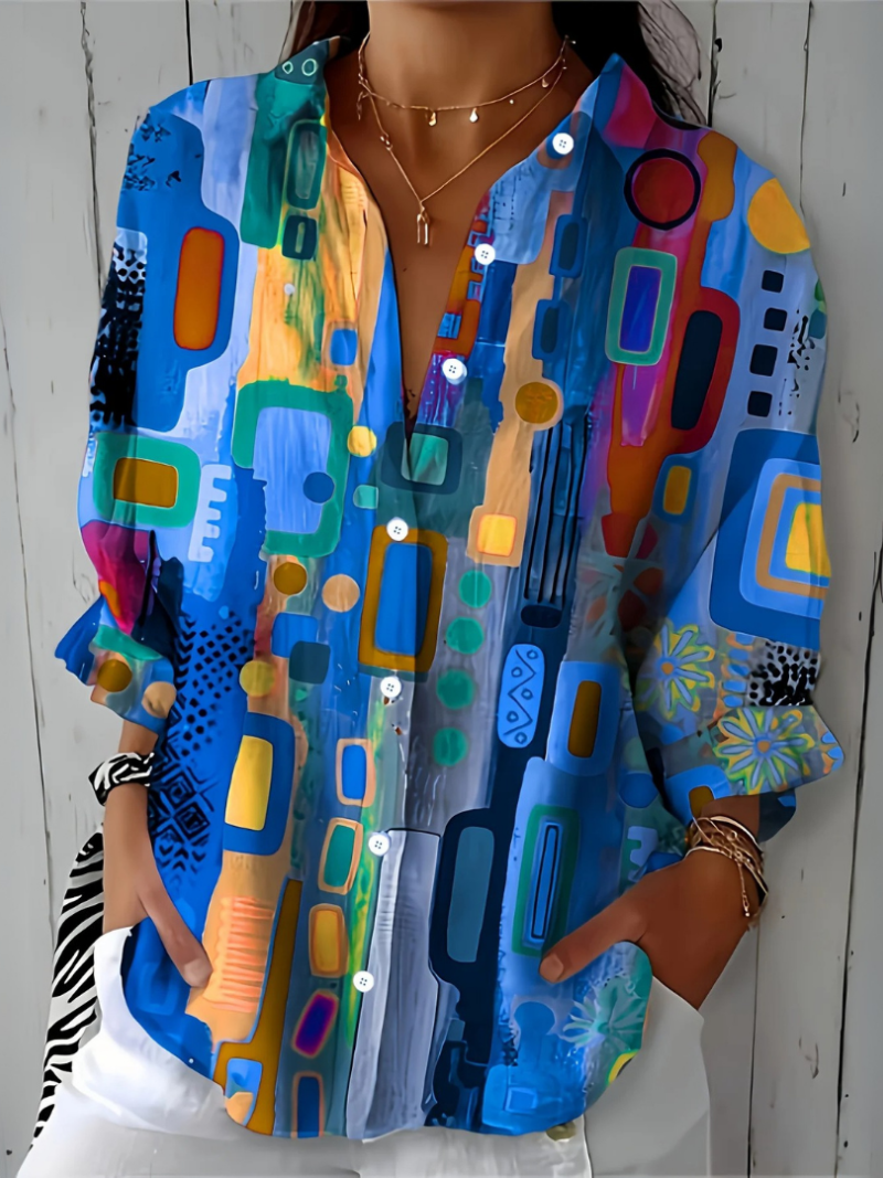 Catalina | Blouse Artistique Colorée à Boutons