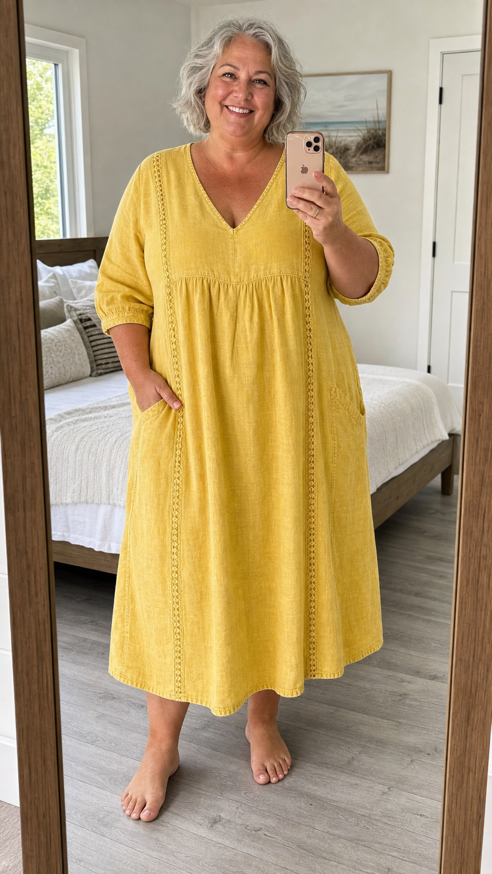 Robe Maxi A Ligne à Manches 3/4 Antonia