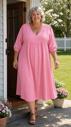Robe Maxi A Ligne à Manches 3/4 Antonia