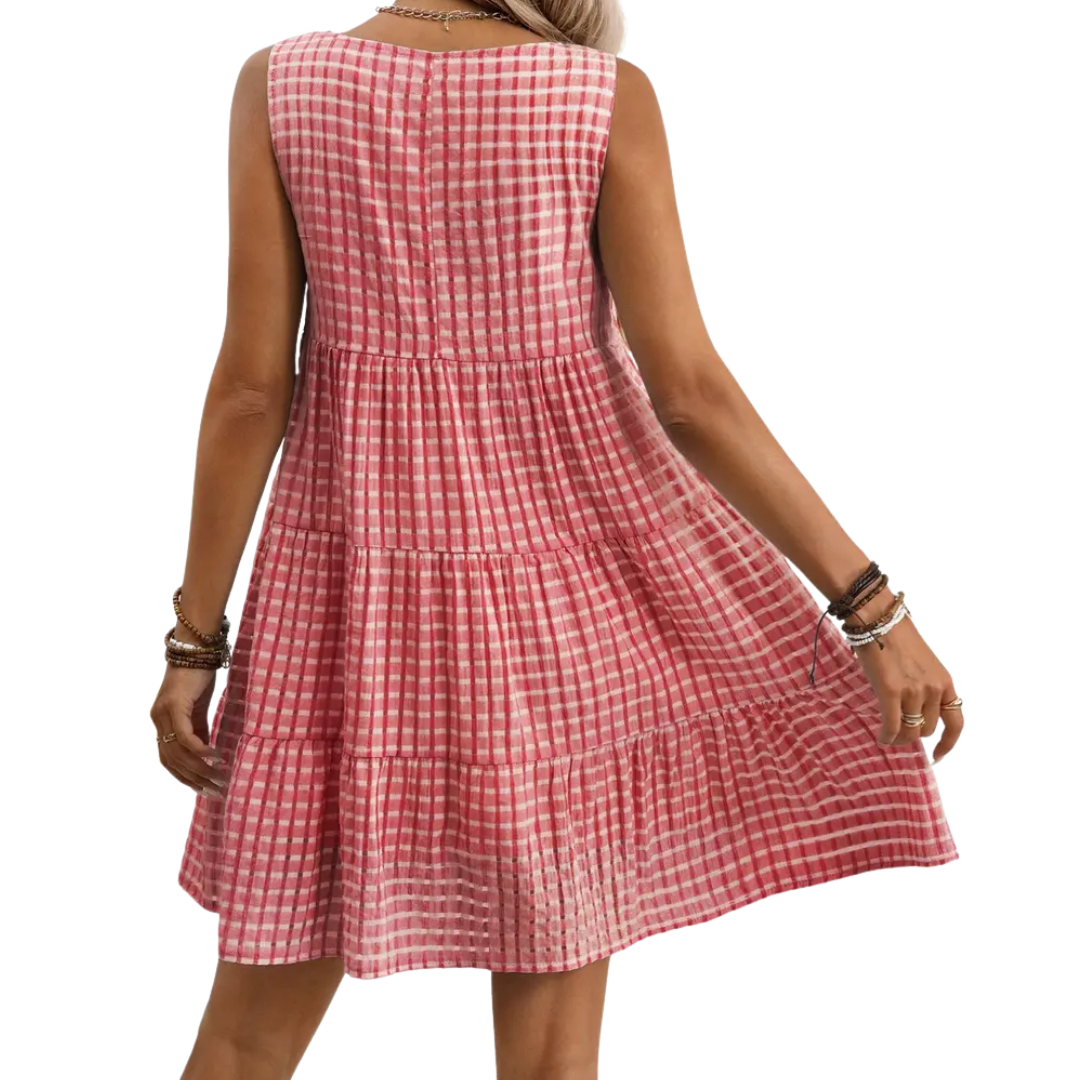 WYLA™ – Robe sans manches à carreaux avec volants