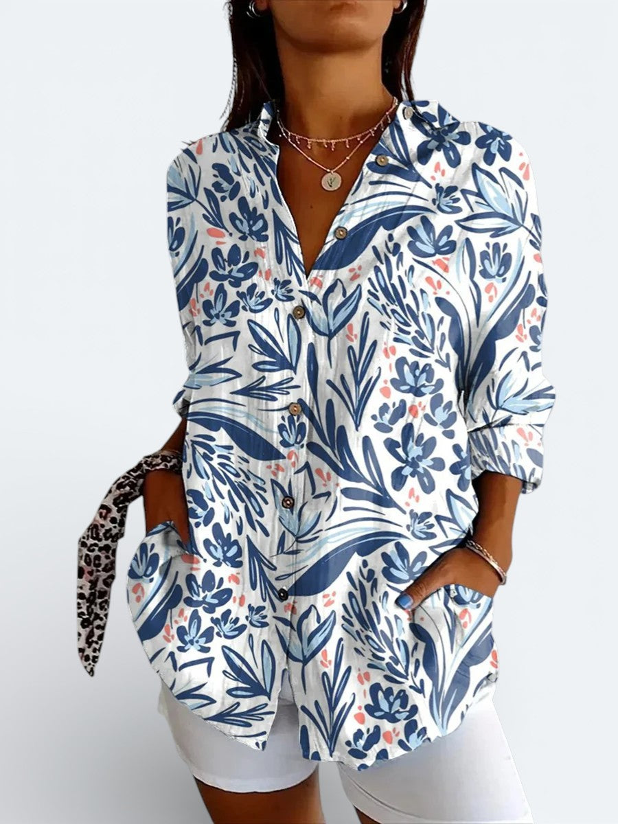 Valeria | Blouse Artistique Vibrante à Boutons