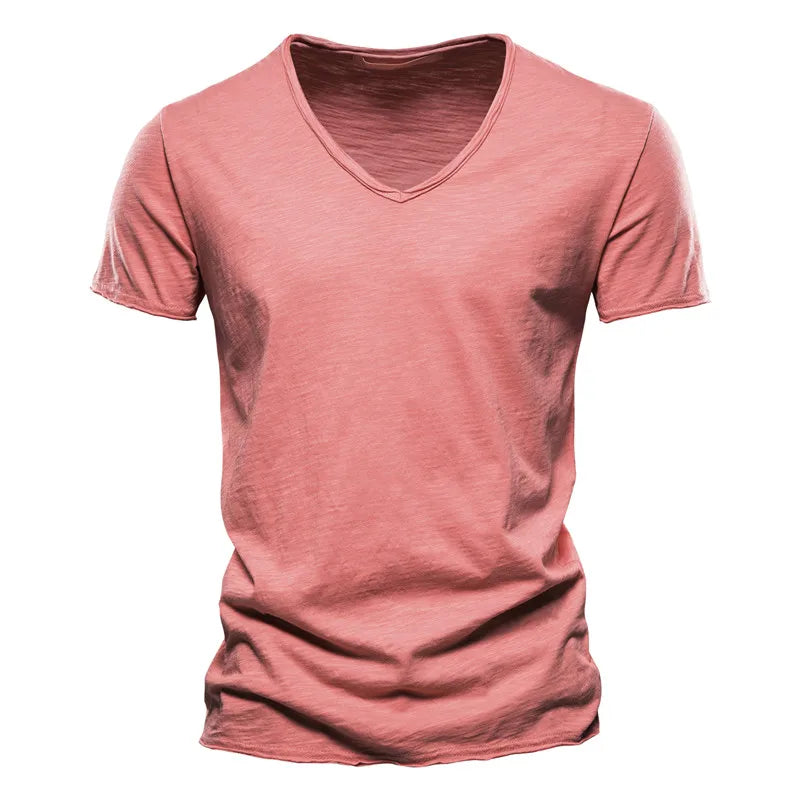 Juleas™ | Tee-shirt Uni Col V en Coton (1 acheté, 1 GRATUIT)