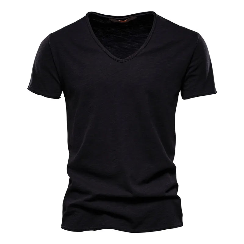 Juleas™ | Tee-shirt Uni Col V en Coton (1 acheté, 1 GRATUIT)
