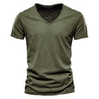 Juleas™ | Tee-shirt Uni Col V en Coton (1 acheté, 1 GRATUIT)