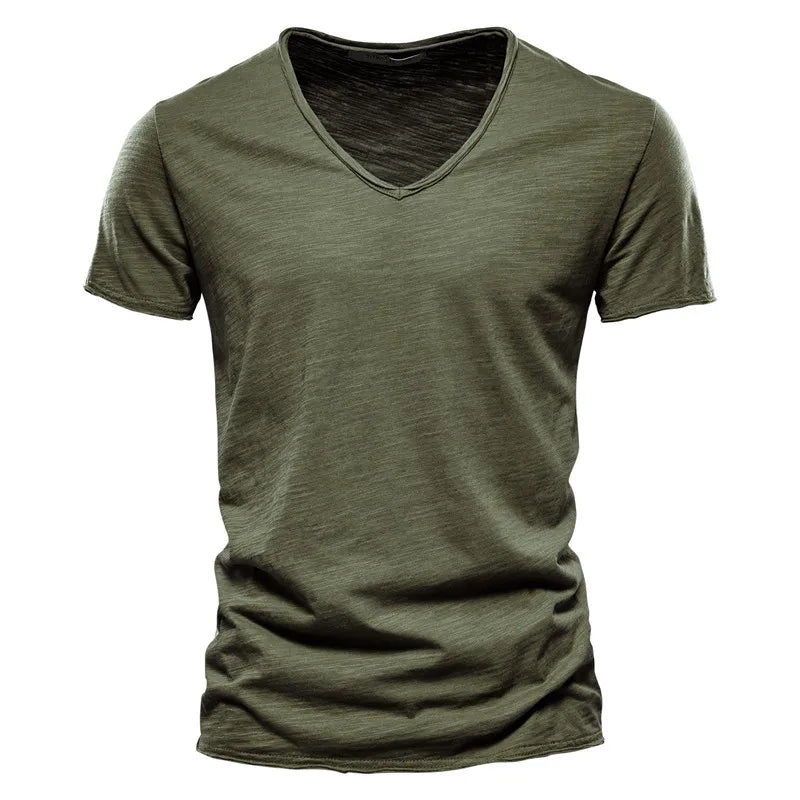 Juleas™ | Tee-shirt Uni Col V en Coton (1 acheté, 1 GRATUIT)