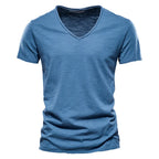 Juleas™ | Tee-shirt Uni Col V en Coton (1 acheté, 1 GRATUIT)