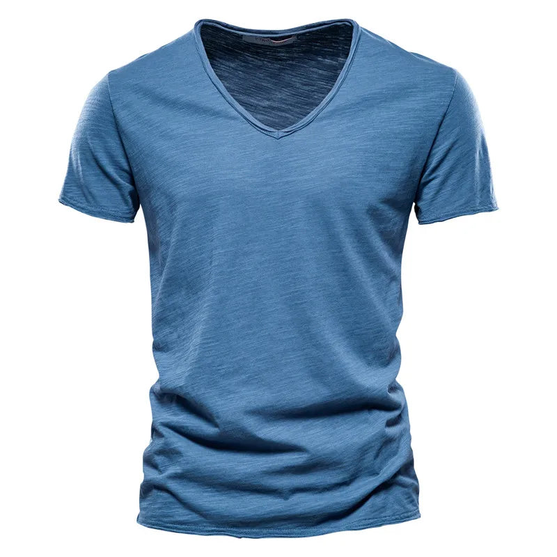 Juleas™ | Tee-shirt Uni Col V en Coton (1 acheté, 1 GRATUIT)