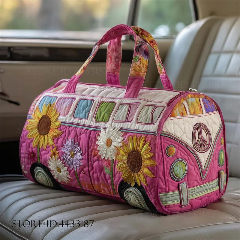 Sac Artisanal Matelassé Van Hippie Rose