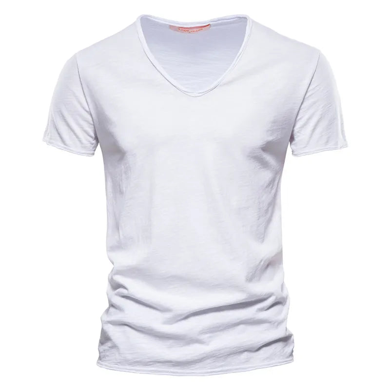 Juleas™ | Tee-shirt Uni Col V en Coton (1 acheté, 1 GRATUIT)