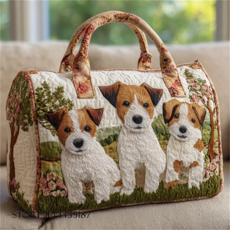 Sac Artisanal Matelassé Trois Jack Russell