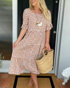 ZORA | ROBE MIDI À MANCHES COURTES EN SABLE