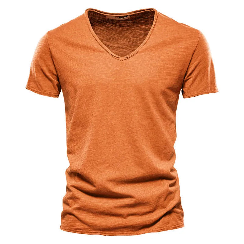 Juleas™ | Tee-shirt Uni Col V en Coton (1 acheté, 1 GRATUIT)