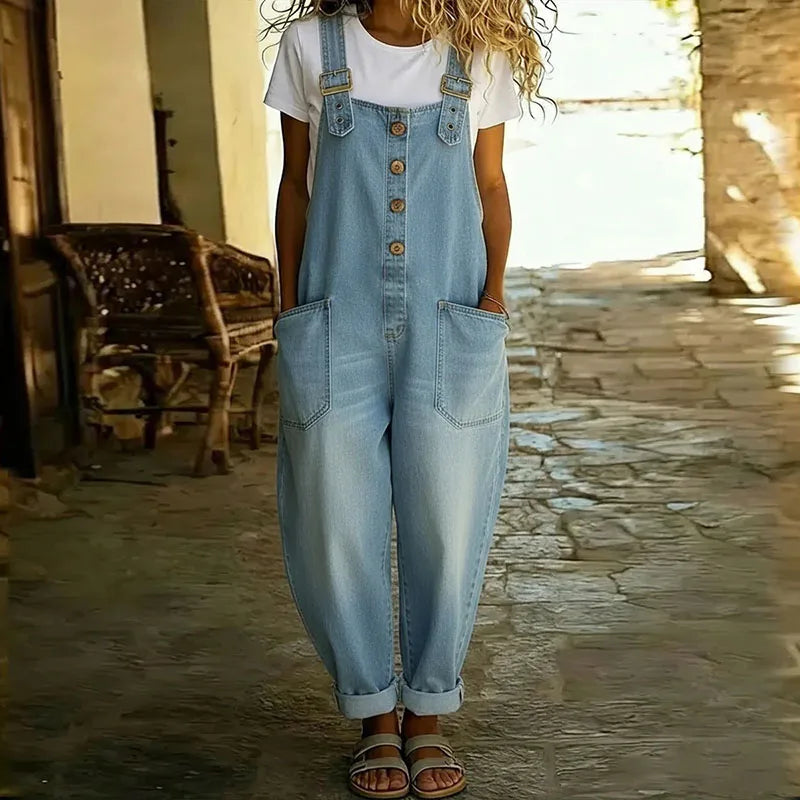 Mae™ | Salopette vintage en coton doux effet denim