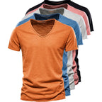Juleas™ | Tee-shirt Uni Col V en Coton (1 acheté, 1 GRATUIT)