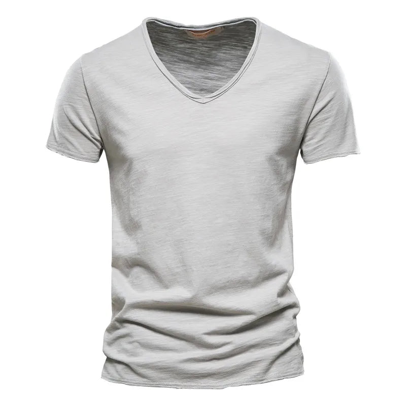Juleas™ | Tee-shirt Uni Col V en Coton (1 acheté, 1 GRATUIT)