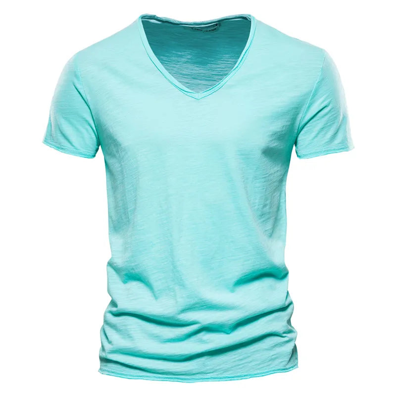 Juleas™ | Tee-shirt Uni Col V en Coton (1 acheté, 1 GRATUIT)