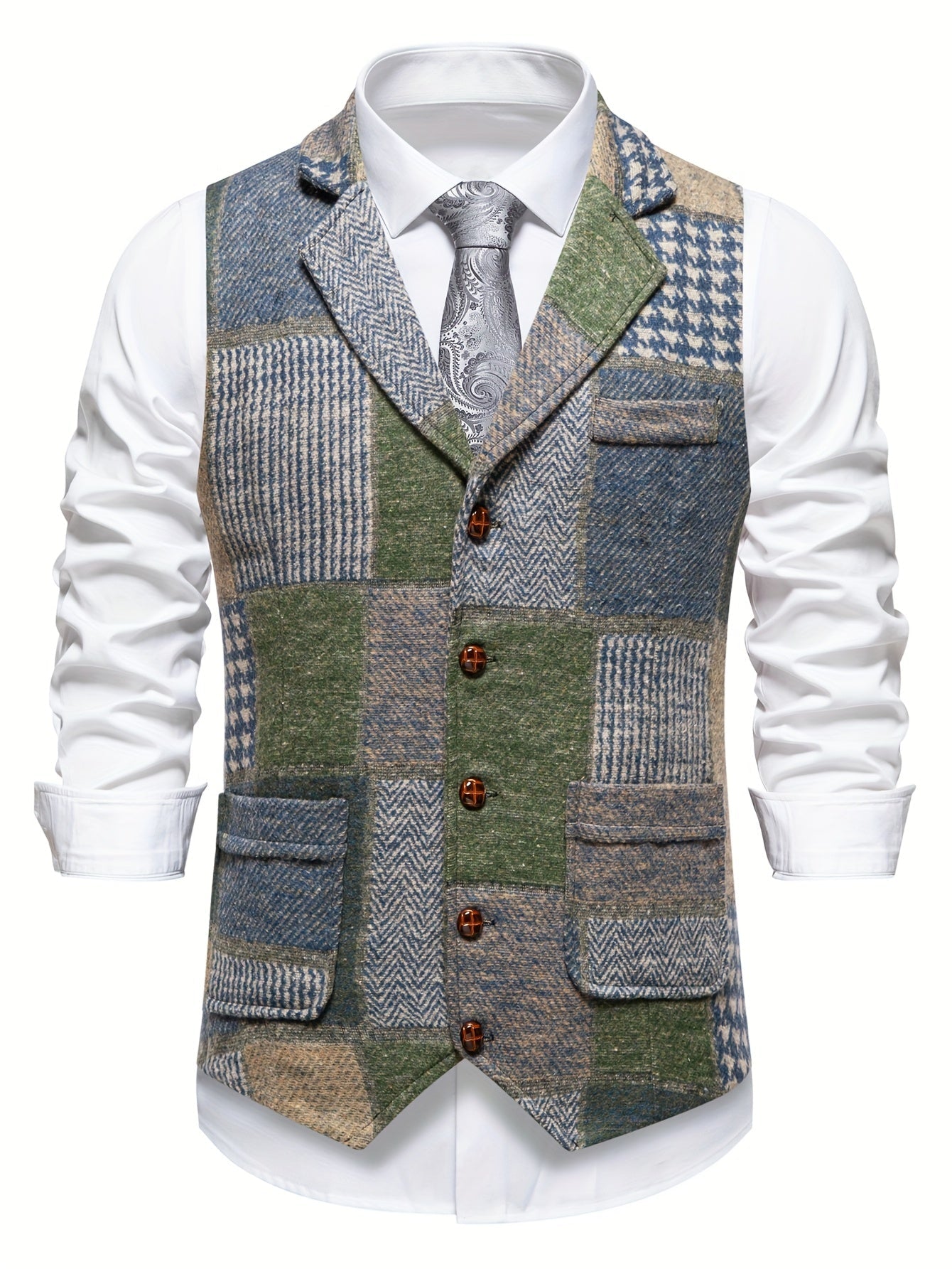 Marc | Gilet en tweed à motif chevrons pour hommes