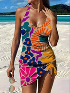 Fiesta | Ensemble de tankini floral avec graphique qui couvre le ventre