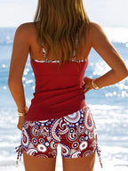 écarlate | Ensemble de tankini en cachemire qui couvre le ventre avec un short