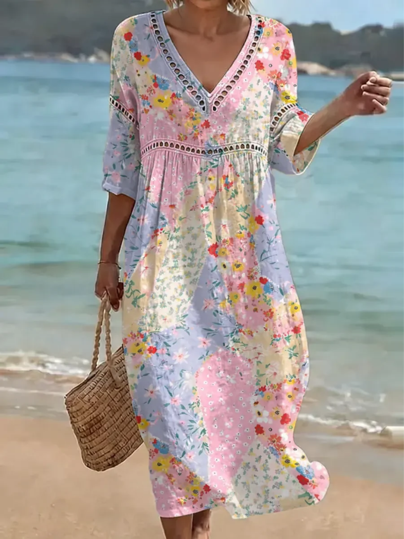 Clara Waverly™ | Robe à Patchwork Floral