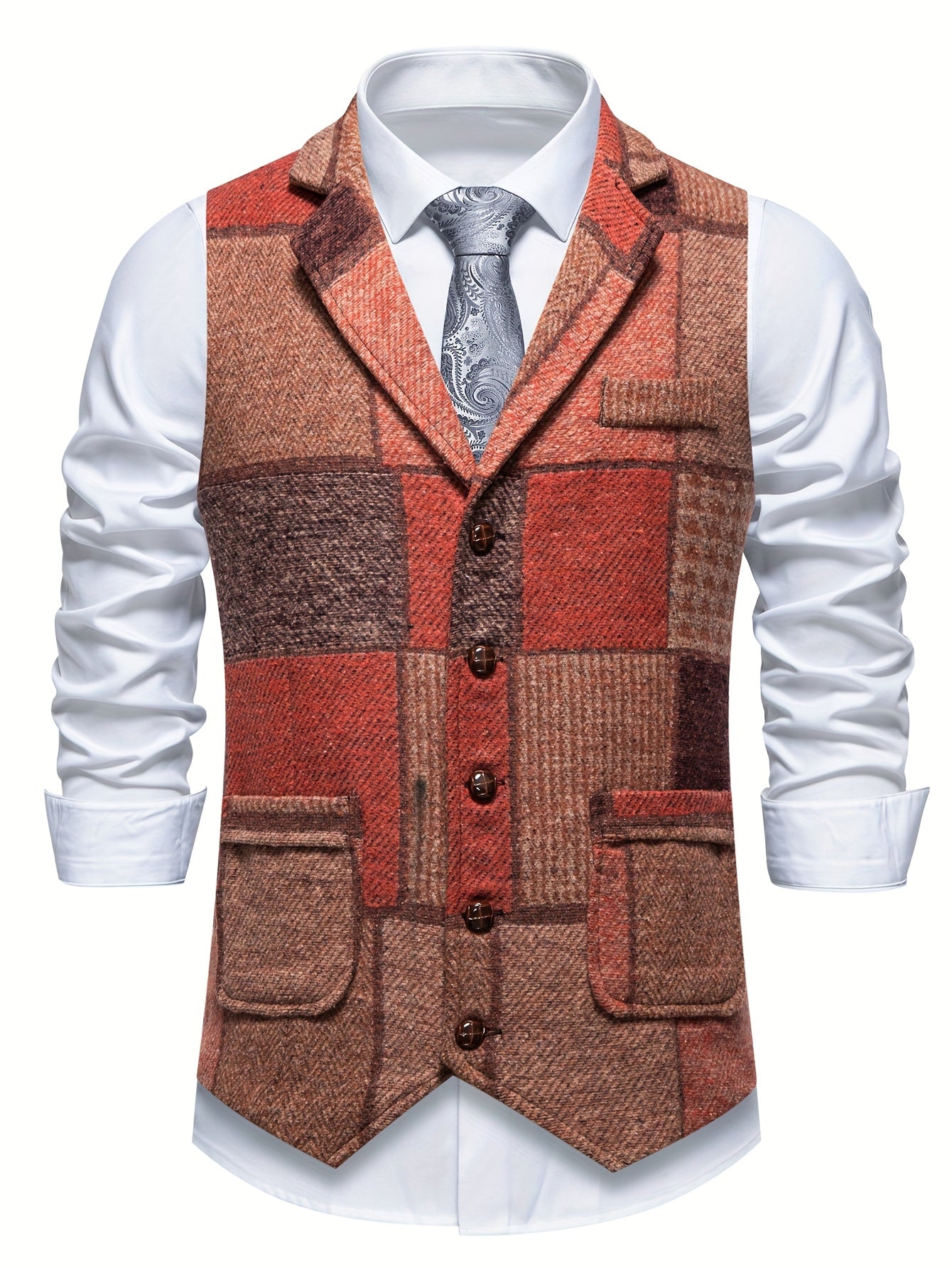 Marc | Gilet en tweed à motif chevrons pour hommes
