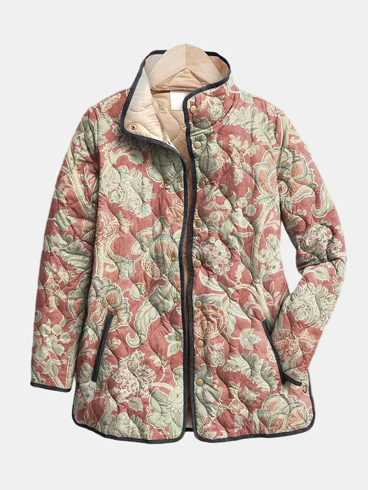 Naya | Veste Matelassée Vintage à Fleurs Décontractée