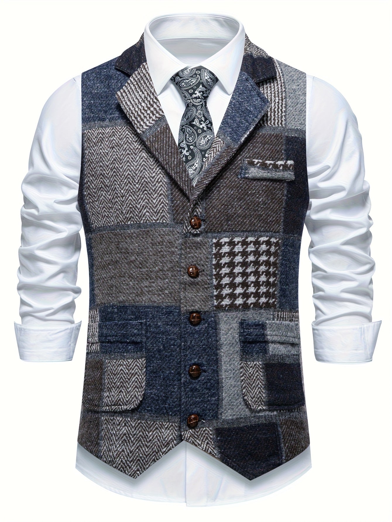 Marc | Gilet en tweed à motif chevrons pour hommes