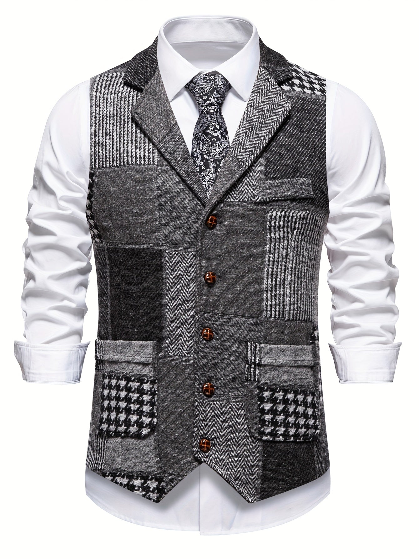 Marc | Gilet en tweed à motif chevrons pour hommes