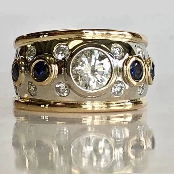 Bague vintage en or avec incrustation de zirconia