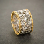 Mika - Bague vintage avec motif de lierre et zircon cubique