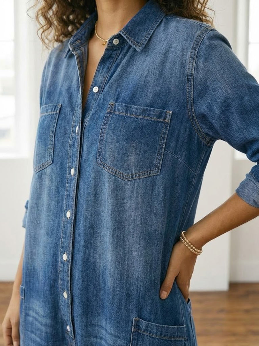 Diana™ | Combinaison en denim vintage à boutons