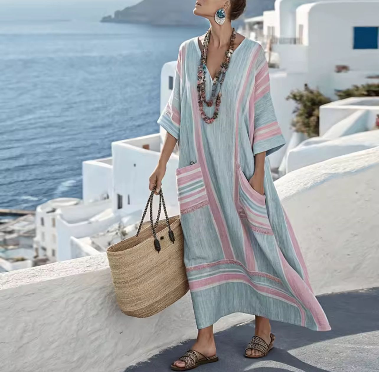 Robe Ample "Mia" Idéale pour un Look de Plage Chic