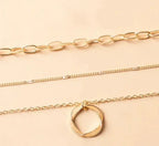 Collier Doré Superposé avec Pendentif